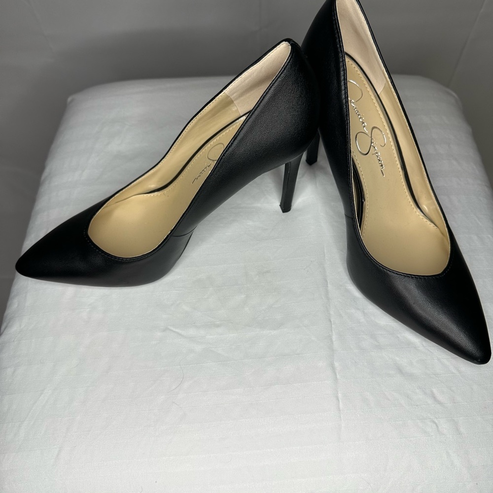 Jessica Simpson Black Leather Heels